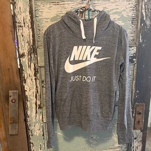 Nike Heather Gray Hoodie with White Logo